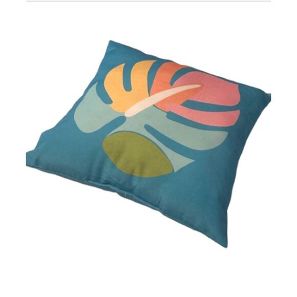 SALE. New! Monstera Leaf Indoor Outdoor Pillow - 18 x 18 - Picture 7 of 8